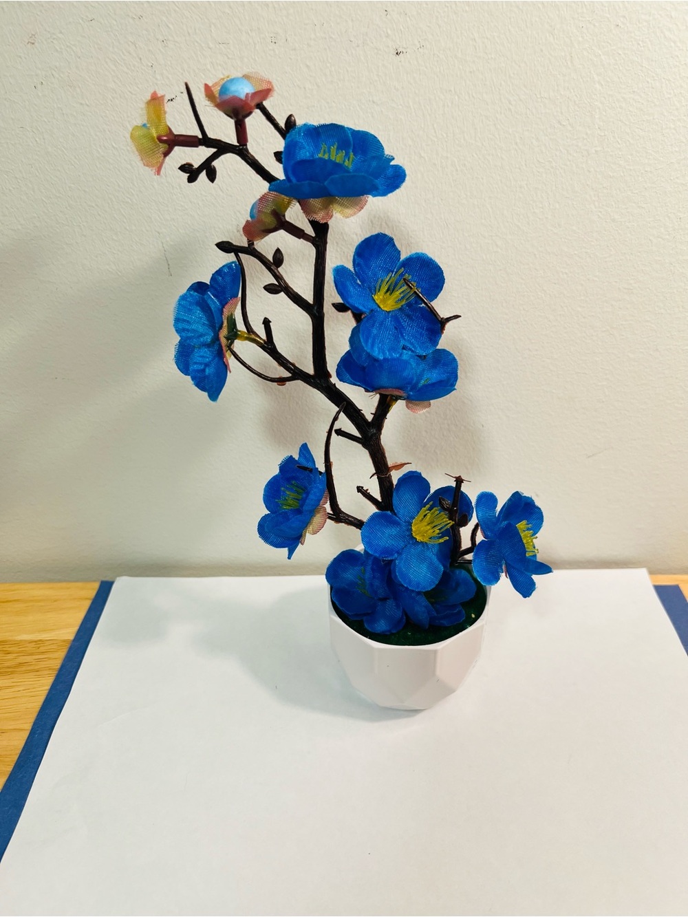 🆕 MINI Blue Artificial Orchid in White Decorative Pot